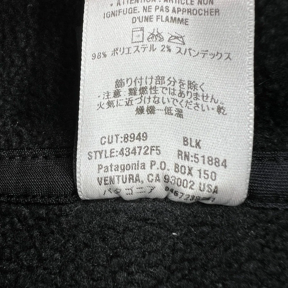 Patagonia Capilene Expedition Weight Mens Large Black 1/4 Zip Fleece Pullover